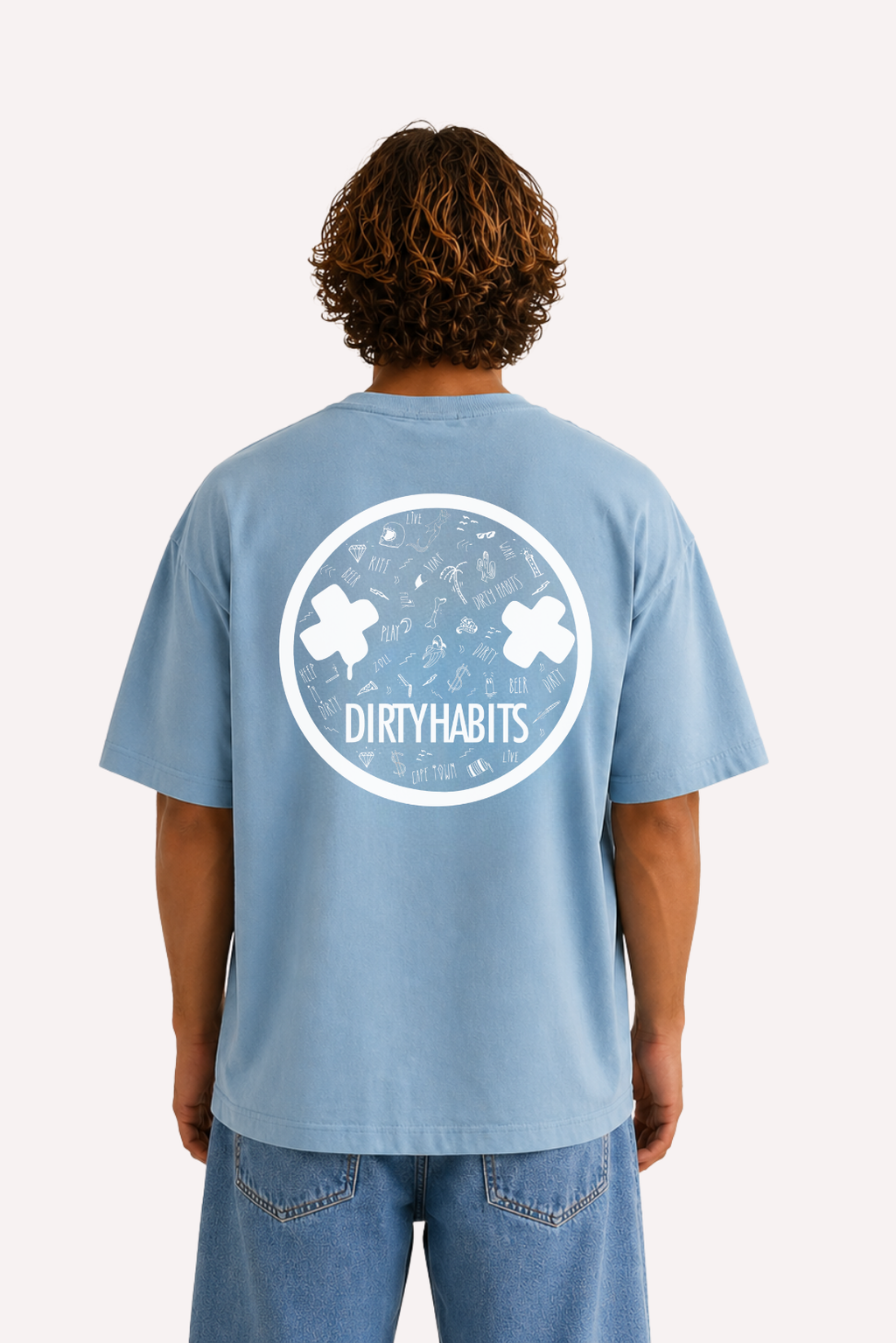 Doodle Blue OVERSIZE Tee - Cloud Blue
